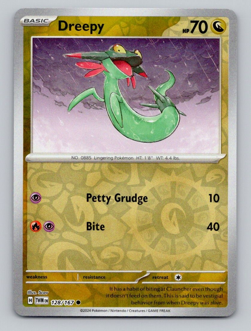Reverse Holo Dreepy 128/167 Common Twilight Masquerade Pokemon