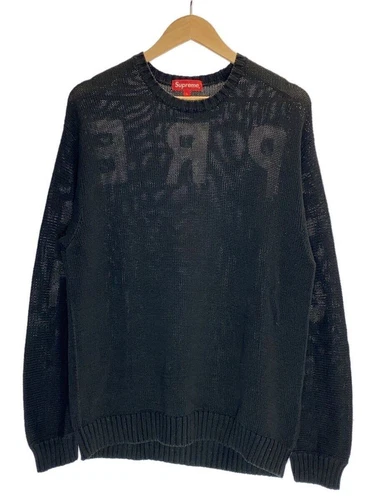 Pull tricot suprême logo dos 20ss (épais L coton imprimé noir occasion