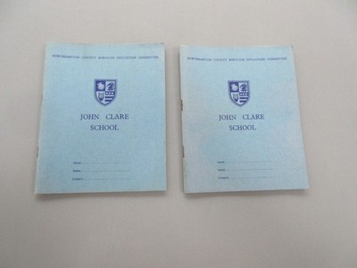 2 alte unbenutzte John Clare Schule Schulhefte Northampton Borough Bildung