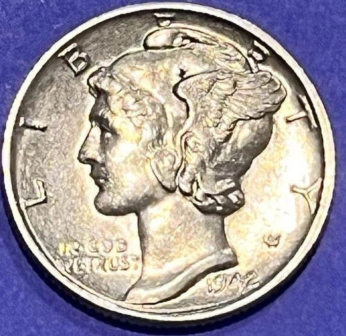 1942 Mercury Dime Uncirculated With One Small Black Obverse Spot
