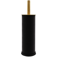 Toilet Brush Holder with Bamboo Top - Black