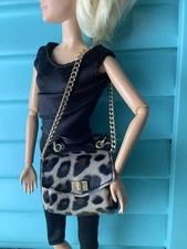 Animal Print Purse With Gold Chain Tote Bag For 11.5” Fashion Doll
