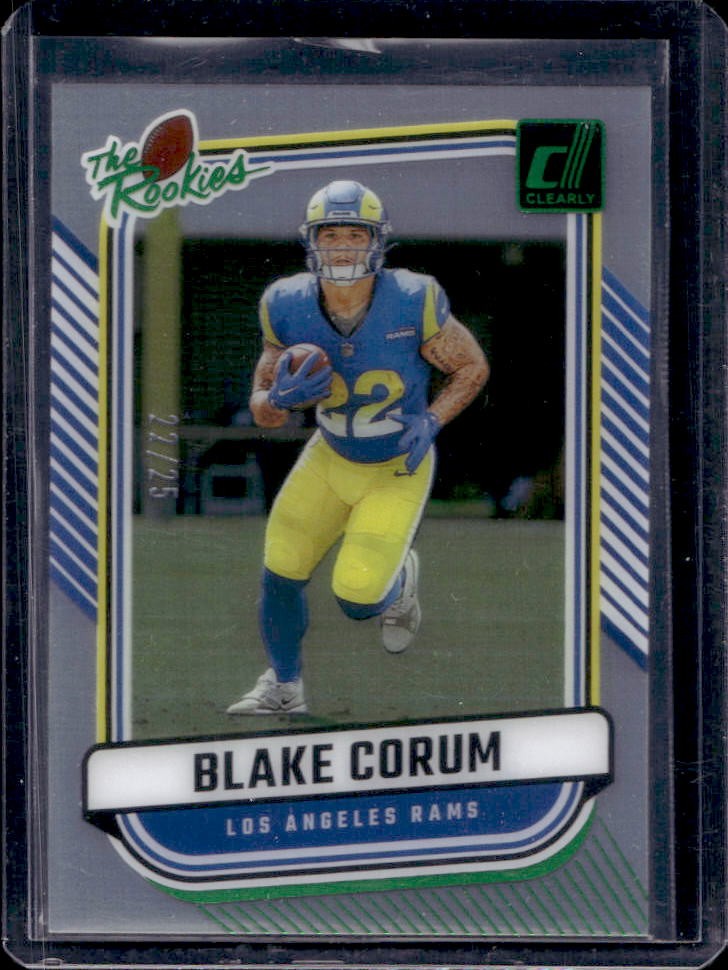 2024 Panini Clearly Donruss Blake Corum The Rookies Green Rookie RC #22/25 Rams