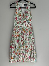 ModCloth Midi Dress Sleeveless XS Novelty Print 100 Cotton Whimsical Retro