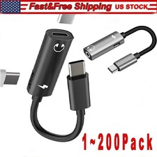 2 in 1 Type-C To 3.5mm Audio Aux Headphone Jack Cable Adapter Charger Cable Lot