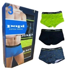PAPI MENS BRAZILIAN TRUNKS COTTON STRETCH SIZE MEDIUM 32-34 3 BRIEF TRUNKS