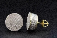 Cluster Stud Earrings 2Ct Round Cut Simulated Diamond In 14k Yellow Gold Plated