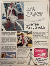 Carefree Panty Shields, Full Page قديم للمقتنيات Print Ad