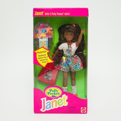 Polly Pocket Janet Doll 1994 Mattel #12984   NIB   Backpack School Playset
