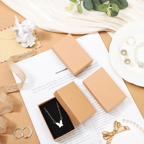 100 Pcs Jewelry Gift Boxes Bulk Kraft Jewelry Cardboard Boxes for Necklace Ea... - Picture 6 of 6