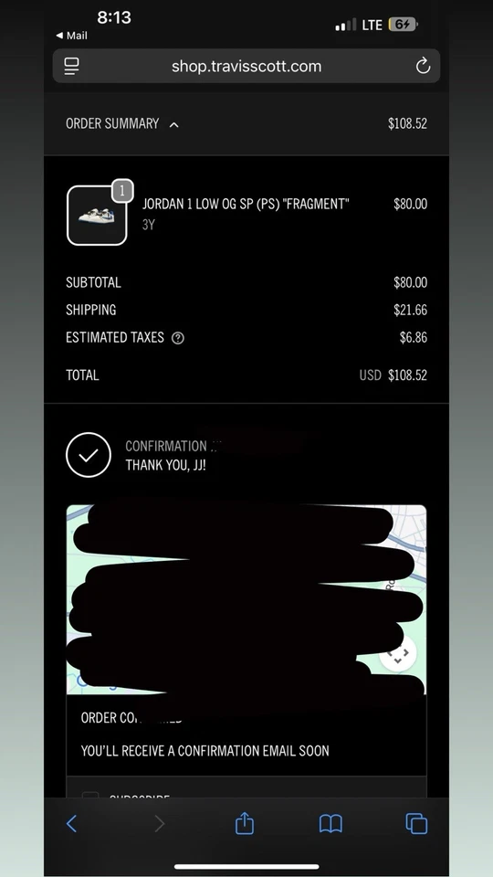 Travis Scott Jordan 1 Fragmento Bajo 2.0 PS Talla 3Y ¡PEDIDO CONFIRMADO! Foto 2 de 2