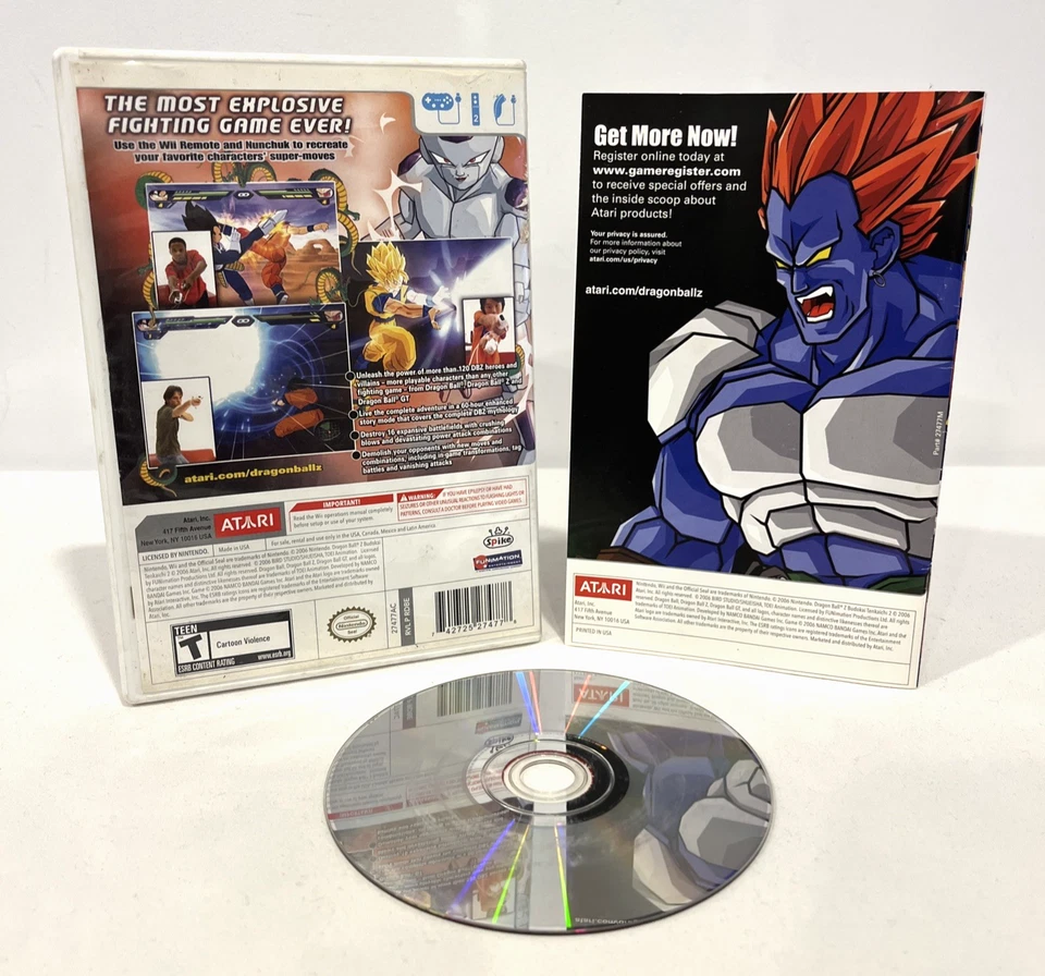 DRAGON BALL Z BUDOKAI TENKAICHI 2 NINTENDO WII COMPLETE SET W/ MANUAL 2006 ATARI - Image 3 of 4
