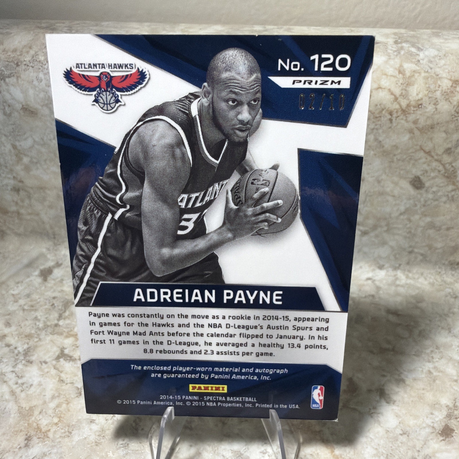 2014-15 Panini Spectra RJA Adreian Payne RC Auto Patch Gold Prizm #120 /10 view 2