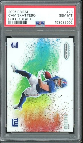 2025 Panini Prizm #23 Cam Skattebo Color Blast Rookie PSA 10 GEM MINT