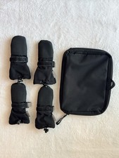 Guava Family Black Baby Mittens 0-6 Months Set of 4 w/ Straps & Zipper Pouch
