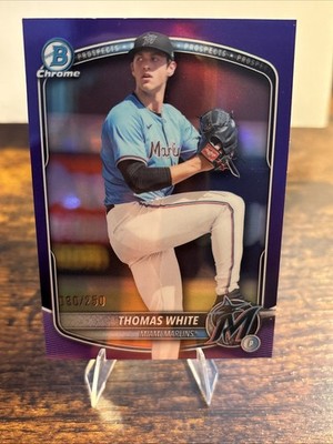 2025 Bowman Draft Thomas White Chrome /250 True Purple Refractor Miami Marlins