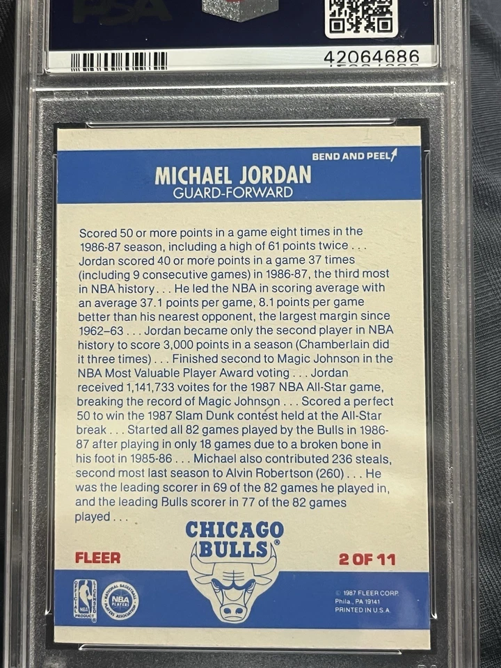 Michael Jordan 1987 #2 autenticado casi nuevo-como nuevo 8 Chicago Bulls Foto 3 de 3
