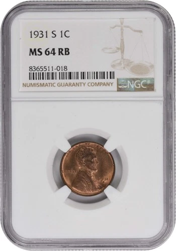 1931-S Lincoln Cent MS64RB NGC