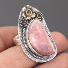 Rhodochrosite Gemstone 925 Sterling Silver Handmade Ring Jewelry Gift For Wife
