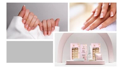 DESIGN NAILS Starter Set Künstliche Nägel zum Aufkleben + Nagelkleber - Kurz französisch Lux