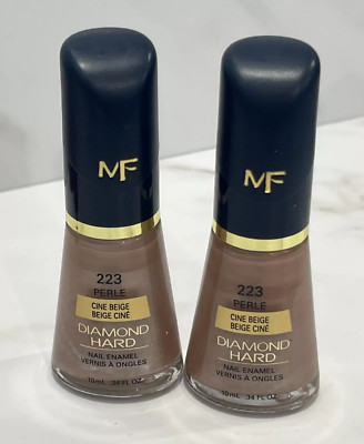 2 MF Max Factor Diamond Hard Nail Enamel Polish - 223 Perle Cine Beige - 0.34 oz