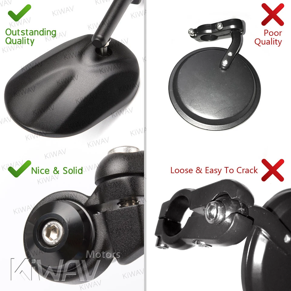 Espejos retrovisores negros con extremo de barra para motocicleta VAWiK marca E fuerte para Yamaha FZ-07 FZ-09 FZ10 Foto 3 de 4