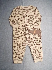 Carters Unisex 6mos old Super-fun Romper Jumpsuit Brown Long Sleeve w/ Dog Print