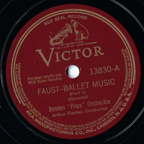 Boston Pops Orchestra Fiedler 12" 78 tours - Faust Ballet Music pièces 1 et 2