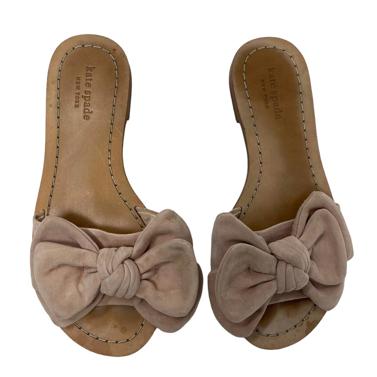 Kate Spade Sasha Pink Suede Bow Slide Sandals 6