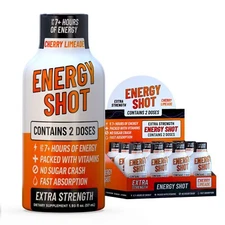 (12 Pack) GAQ Energy Shots, Cherry Limeade, Energy Lasts Up to 7+ Hours