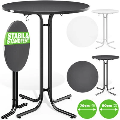 Table de bar ronde Ø70 ou 80 cm pliable haute de 110 cm plateau de table en MDF - Photo 1/4