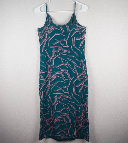 August 1 Eight Womens S/M Green Pink Purple Square Drape Neck Strappy Slip Dress - Picture 5 of 7