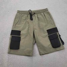 American Stitch Shorts Mens Large Green Black Multi Pocket Cargo Drawstring