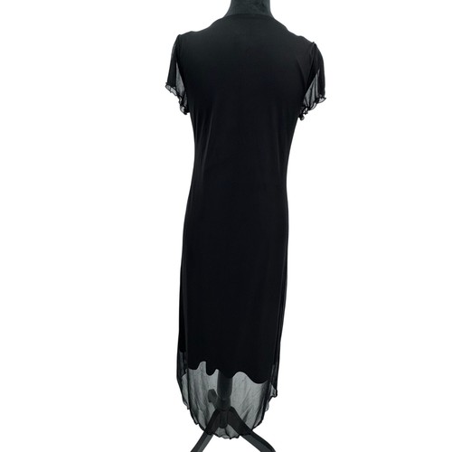 AGB Vintage Black Beaded Cocktail Dress Size 6 Made In USA Sheer Overlay Wedding - Picture 7 of 8