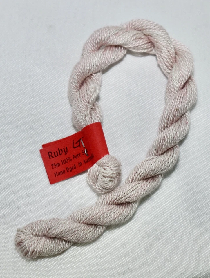 Gumnut Yarns "Jewels" 25m 100% pure silk hand dyed Ruby Lt - light pink - Image 2 of 2