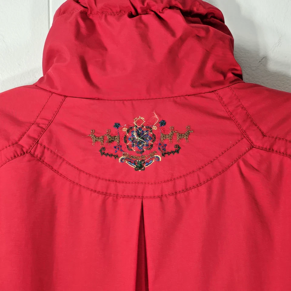 Vtg Obermeyer Thermolite Womens Ski Jacket Size 14 Red Embroidery Cottagecore - Image 4 of 4