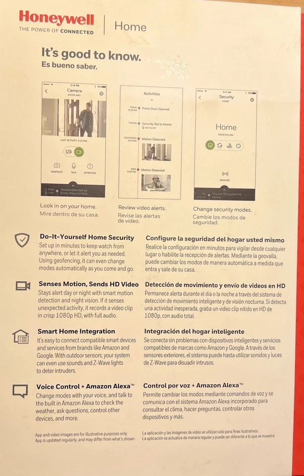 HONEYWELL RCHS5200WF SMART HOME SECURITY CAMERA BASE STATION ,ALEXA NEW SEALED - Image 4 of 4