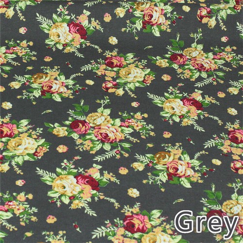 Floral Fabric Cotton Linen Rose Retro Country DIY Material Kimono Clothes Trim - Picture 24 of 25