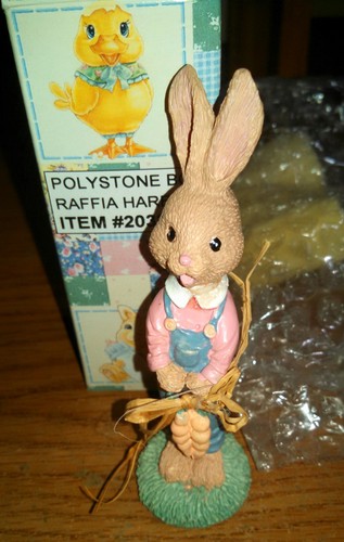 Polystone Boy Raffia Hare Easter Rabbit
