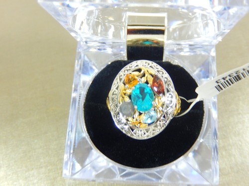 NWT CHUCK CLEMENCY STS 925 STERLING SILVER MULTI GEMSTONE RING SIZE 6.5