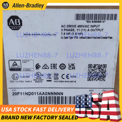 New Sealed Allen-Bradley 20F11ND011AA0NNNNN SerA 11A 480V 7.5 HP Powerflex 753