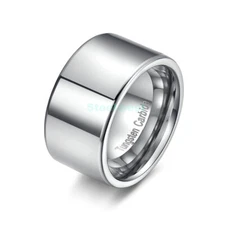 Men's 11mm Tungsten Carbide Wedding Rings High Polished Mirror Face Band Biker