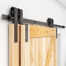 4'-20' Bypass Sliding Barn Door Hardware Kit Track System for Double Wood Doors