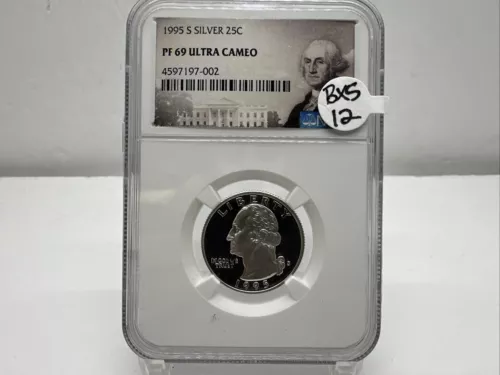 1995 S Silver Proof Washington Quarter **NGC PF 69 ULTRA CAMEO** BX5-12