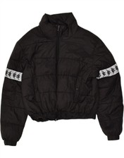 Kappa Womens Graphic Padded Jacket Uk 14 Medium Black Nylon Bj08