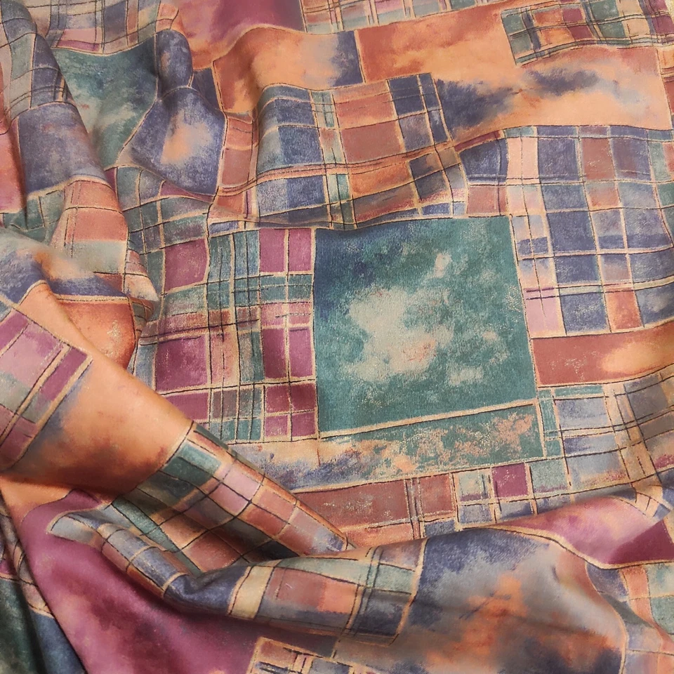 Vintage green orange upholstery curtain fabric Sewing Craft - Image 2 of 4