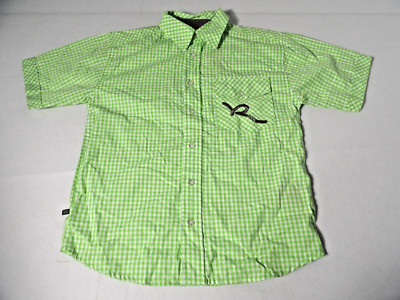 Roca Wear Boys Youth Shirt New Green White Plaid Size Small 8 Collared Hip Hop