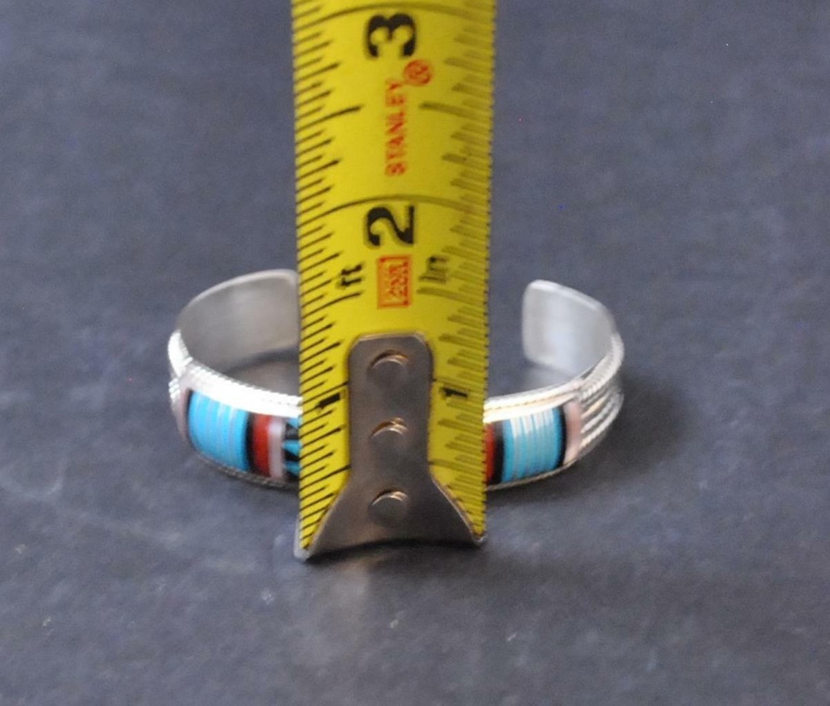Zuni Native American Turquoise Stones Shell Bracelet Cuff 925 Sign