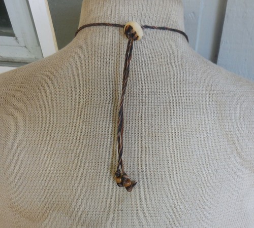 Tagua Secret Pipe Necklace w Hematite Stone Beads Pearls Shell Adjustable Length - Picture 8 of 13