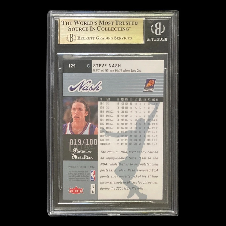 2006-07 Fleer Ultra Platinum Medallion /100 Steve Nash BGS 9.5 HOF - Image 2 of 2